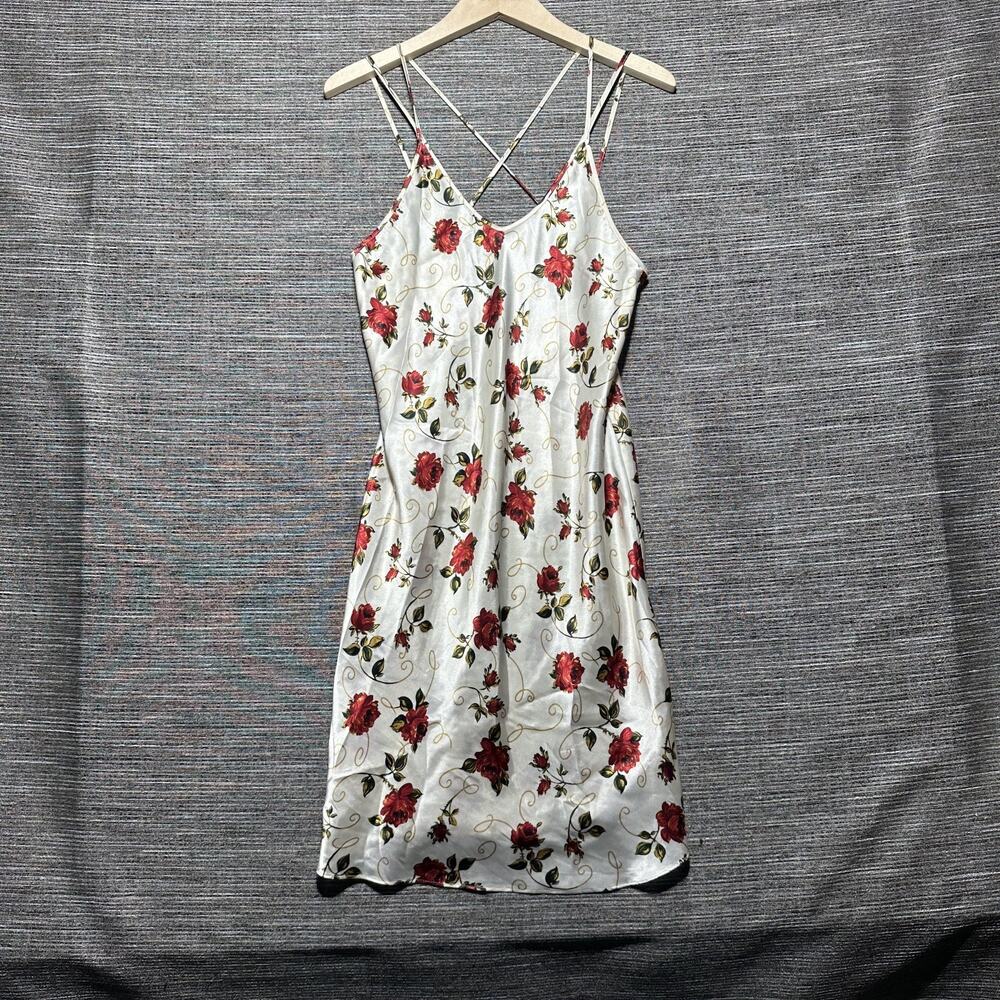 Barbizon Dress Women's M White Beige Floral Summer Vintage